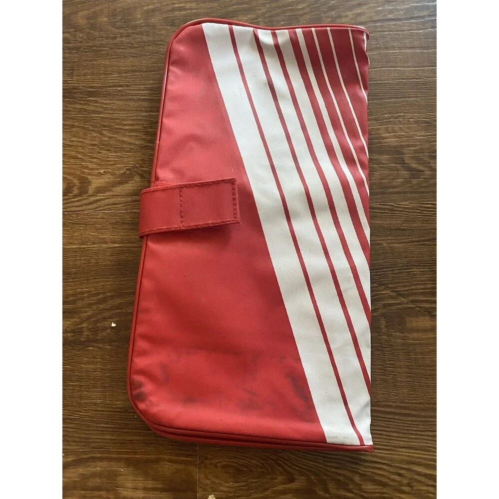 Vintage Globus Travel Organizer Red & White Vinyl 80s Airline Souvenir With Mult